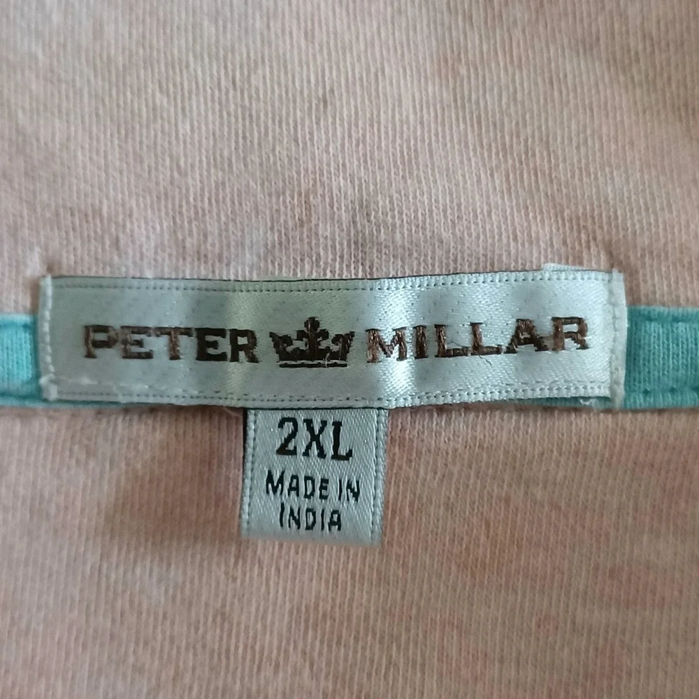 Peter‎ Millar Mens 2XL Peach Heathered Quarter Zip Pullover Knit Mock Neck